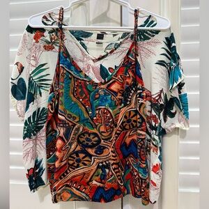 2 Multicolor Boho Print Blouses